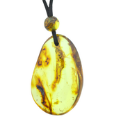 Beautiful pierced Baltic amber pendant with cord