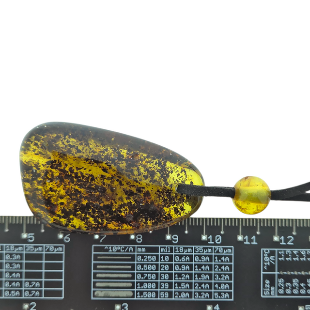 Beautiful pierced Baltic amber pendant with cord