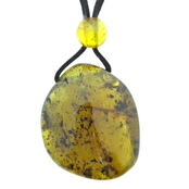 Beautiful pierced Baltic amber pendant with cord