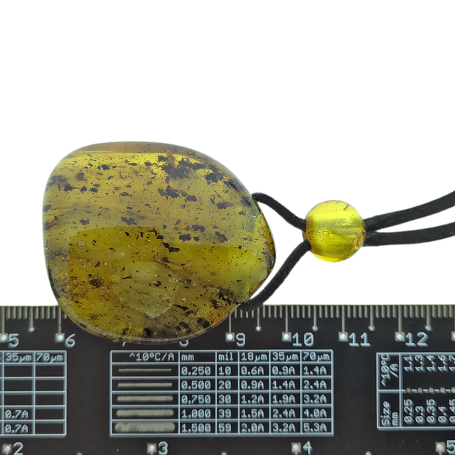 Beautiful pierced Baltic amber pendant with cord