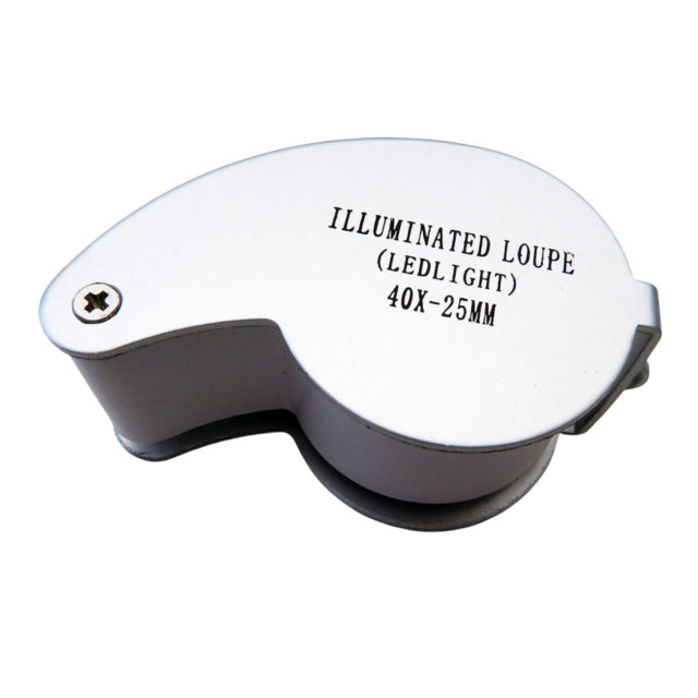 Foldable magnifying glass 40x 25 mm with LED lighting