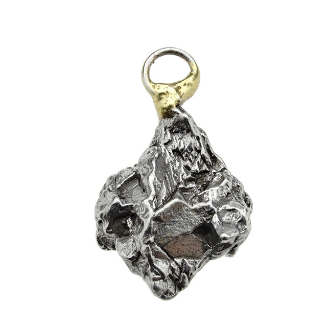 Iron meteorite crystal pendant