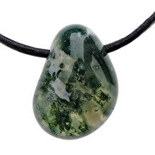 Drilled moss agate pendant