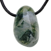 Drilled moss agate pendant