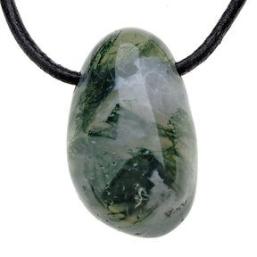 Drilled moss agate pendant