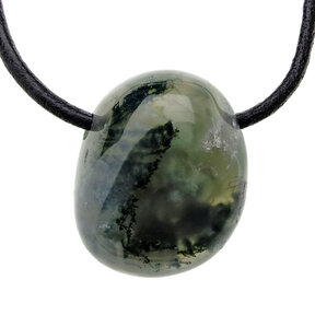 Drilled moss agate pendant