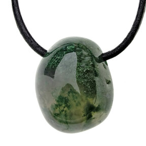 Drilled moss agate pendant