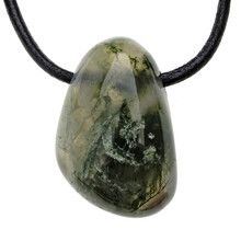 Drilled moss agate pendant