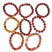 8 Armbänder aus farbigen Achatperlen (10 mm).