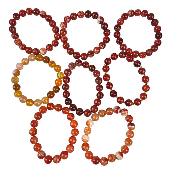 8 bracelets of colored agate 10 mm beads.