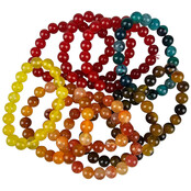 10 armbanden van gekleurde agaat 10 mm kralen.