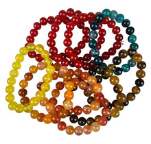 10 bracelets of colored agate 10 mm beads.