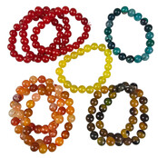 10 Armbänder aus farbigen Achatperlen (10 mm).