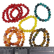 10 bracelets of colored agate 10 mm beads.