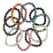 10  verschillende armbanden van diverse steensorten 8 mm kralen.