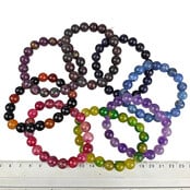 8 bracelets of colored agate 10 mm beads.