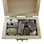 Treasure box with different fossils from Morocco