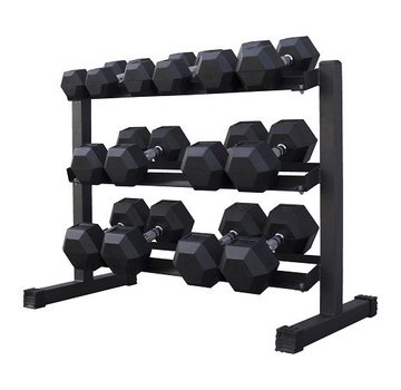 Fitribution Haltères Hexagonaux caoutchouc 5-20kg 7 paires + rack