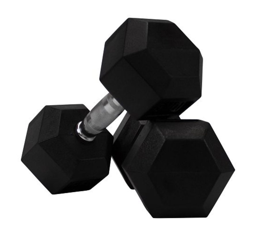 Hex rubber dumbbell set 22 - 40kg 10 paar