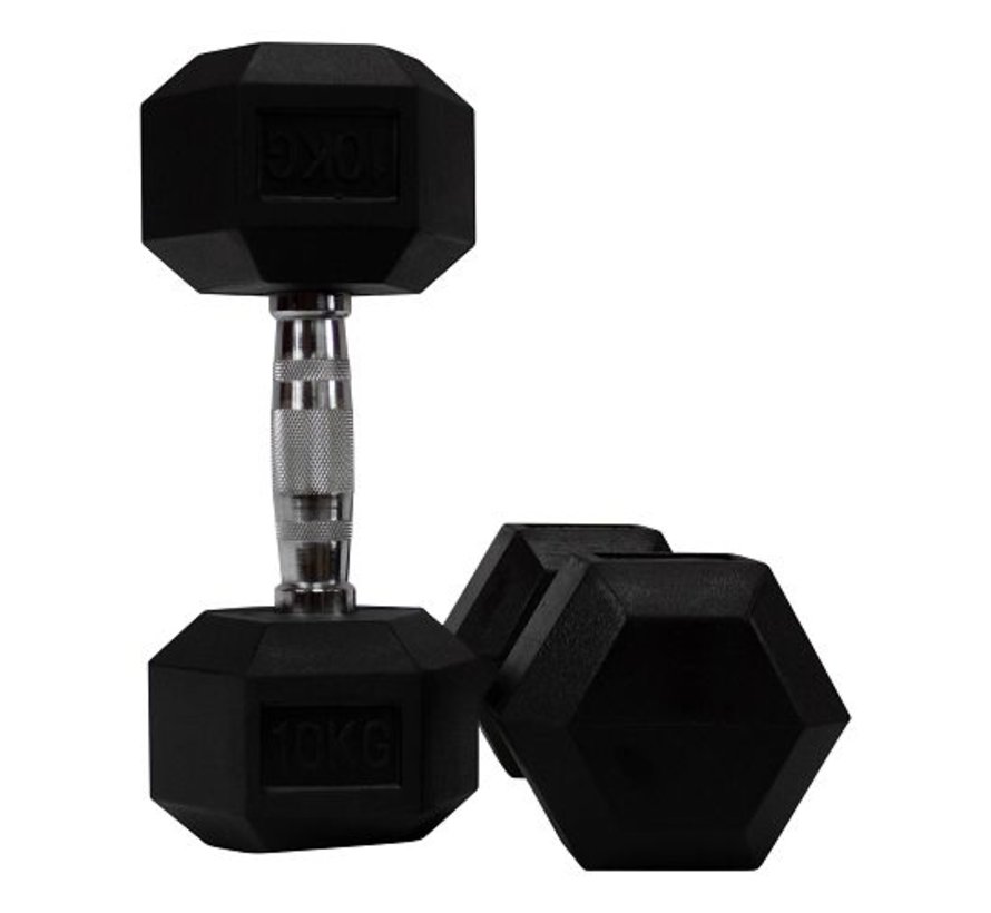 Hex rubber dumbbell set 22 - 40kg 10 pairs