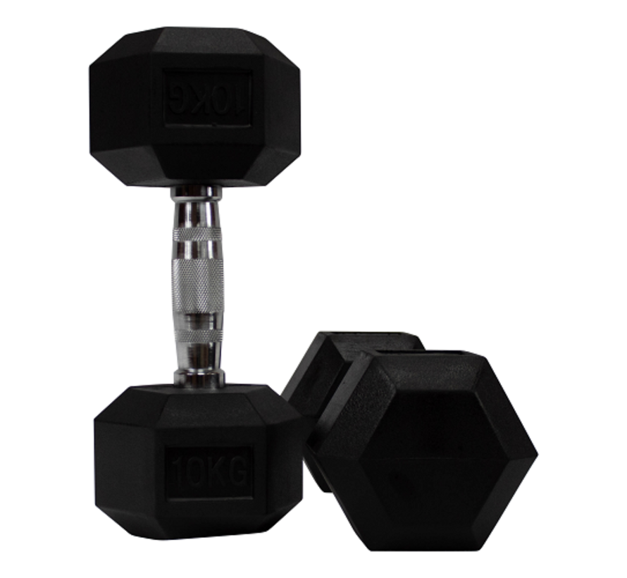 Hex rubber dumbbell set 5 - 25kg 9 pairs + rack