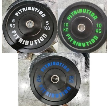 Fitribution Série 5/10/20kg disque bumper plate caoutchouc 50mm