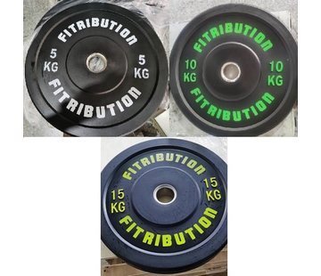 Fitribution Set 5/10/15kg bumper plate rubber 50mm