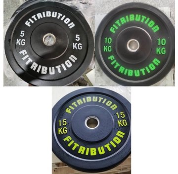 Fitribution Série 5/10/15kg disque bumper plate caoutchouc 50mm