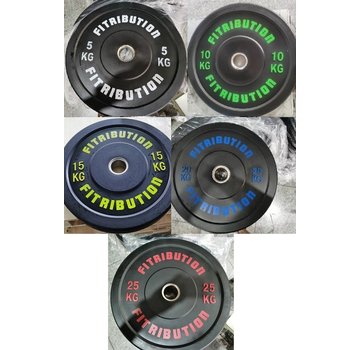 Fitribution Série 5/10/15/20/25kg disque bumper plate caoutchouc 50mm