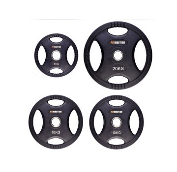 Fitribution Set 5/10/10/20kg weight plate HQ rubber with grips 50mm