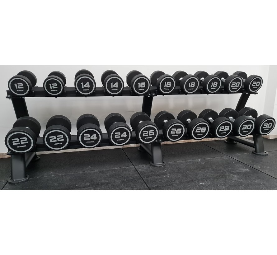 Urethaan dumbbells dynamic 2-30kg 15paar