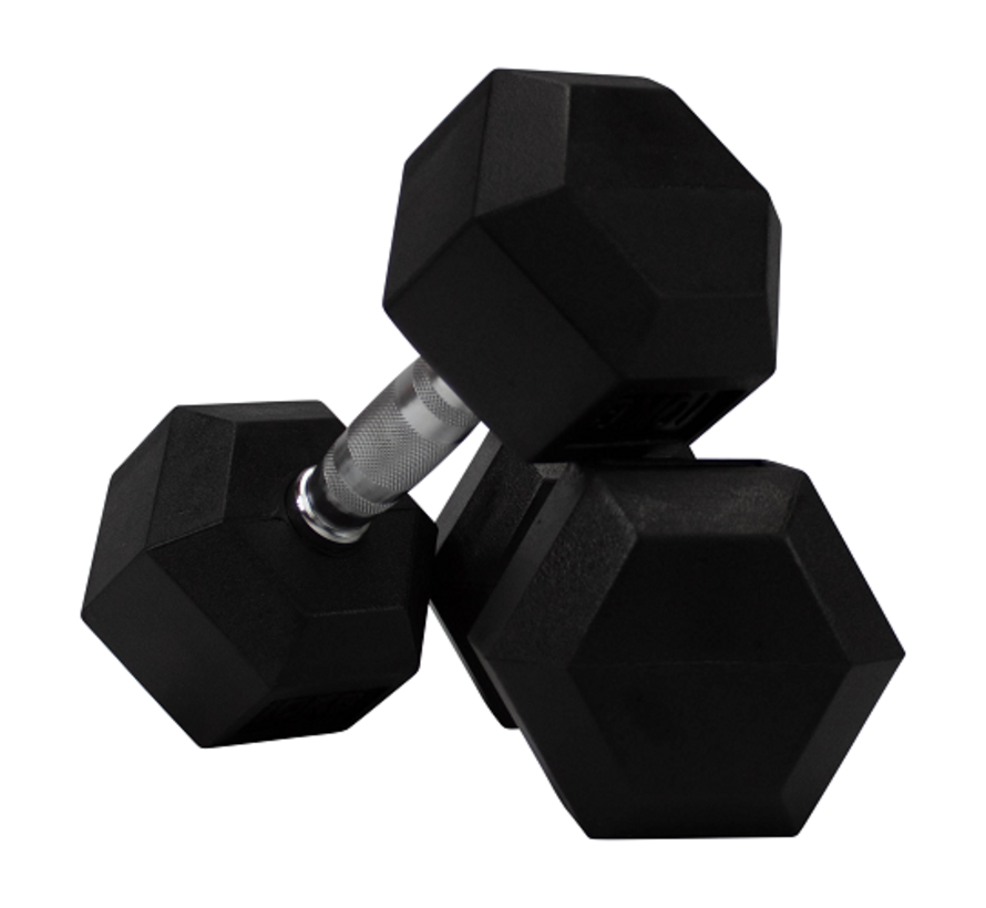 Hex rubber dumbbell set 5 - 20kg 7pairs + rack