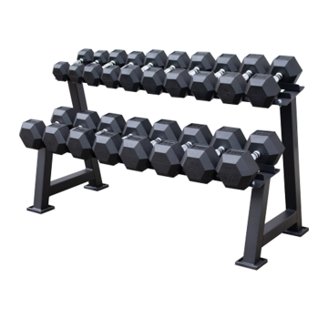 Fitribution Haltères Hexagonaux caoutchouc 5-25kg 9paires + rack