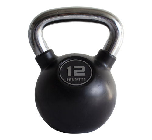 Fitribution 12kg kettlebell rubber coated with chrome handle