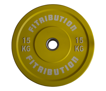 Fitribution 15kg schijf bumper plate rubber 50mm (geel)