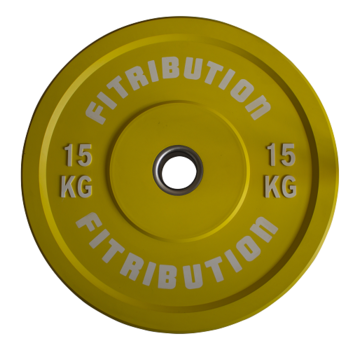 Fitribution 15kg schijf bumper plate rubber 50mm (geel)