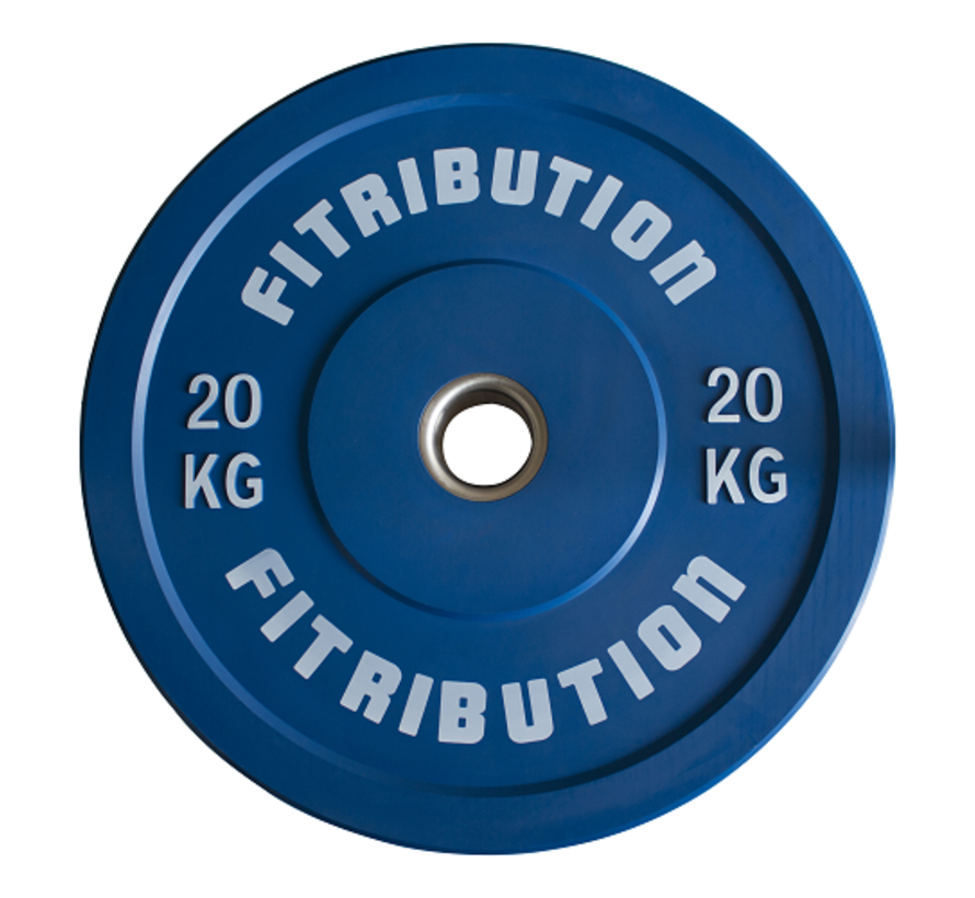 20kg disque bumper plate caoutchouc 50mm (bleu)