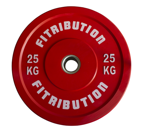Fitribution 25kg schijf bumper plate rubber 50mm (rood)