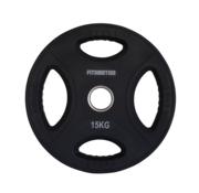 Fitribution 15kg disco de peso uretano con agarraderas 50mm