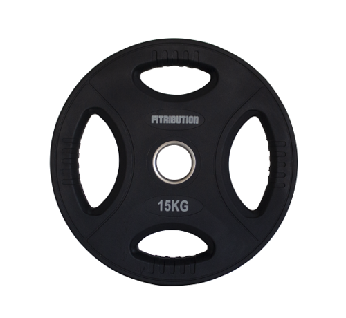 Fitribution 15kg disco de peso uretano con agarraderas 50mm