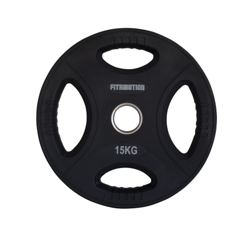 Fitribution 15kg uretane weight plate with grips 50mm