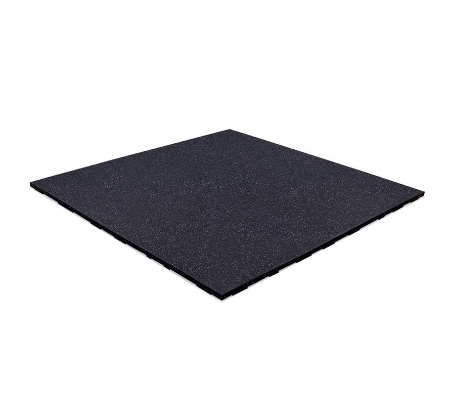 Rubber gym tile CONNECT 100x100x2cm black with dark grey speckles