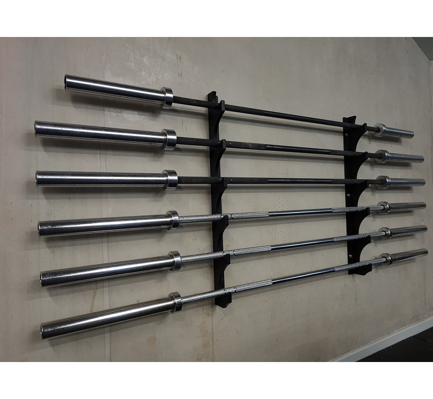 Stangenrek / Barbell rack muurbevestiging voor 6 stangen