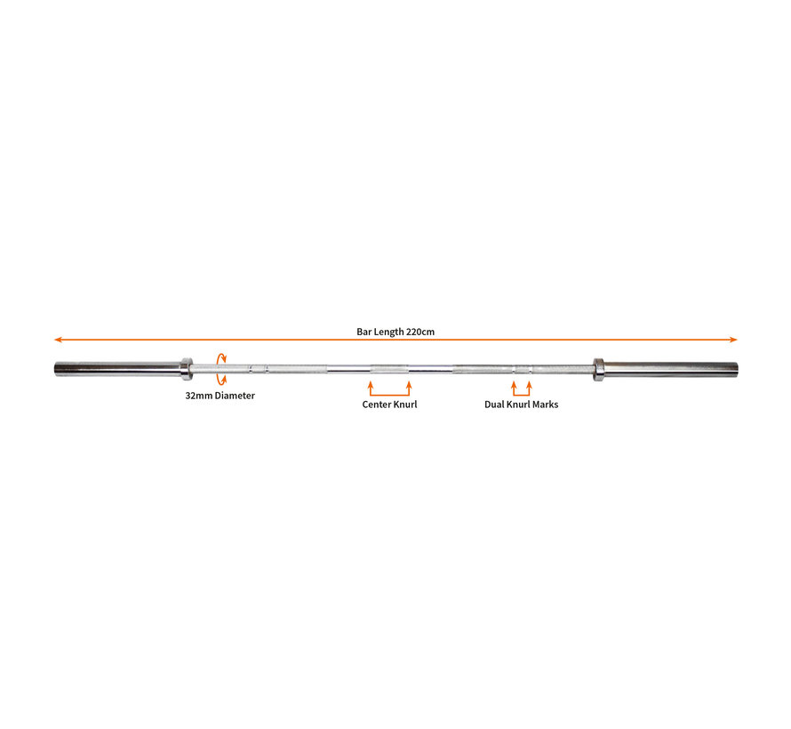 Olympische halterstang 220cm 50mm tot 680kg