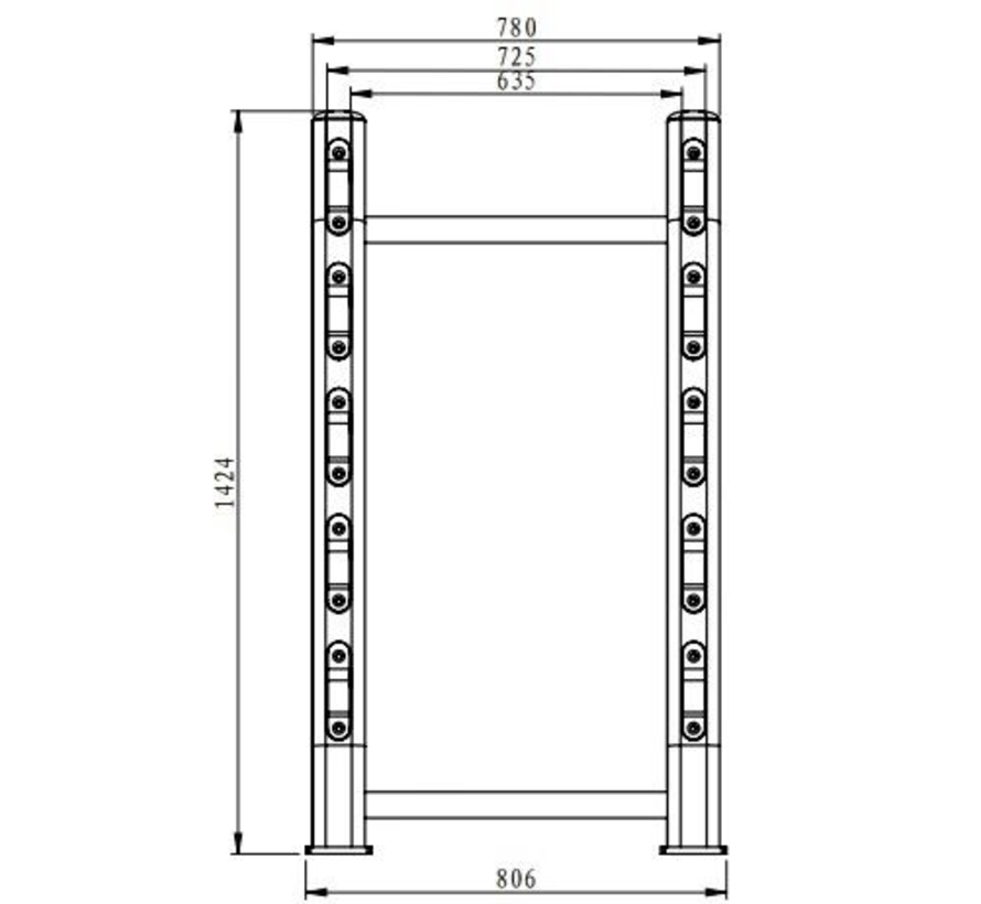 Barbell rack voor 10 stangen