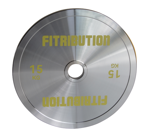 Fitribution 15kg Disco de metal calibrado powerlifting (cromado)