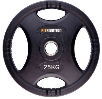 Fitribution 25kg weight plate HQ rubber with grips 50mm