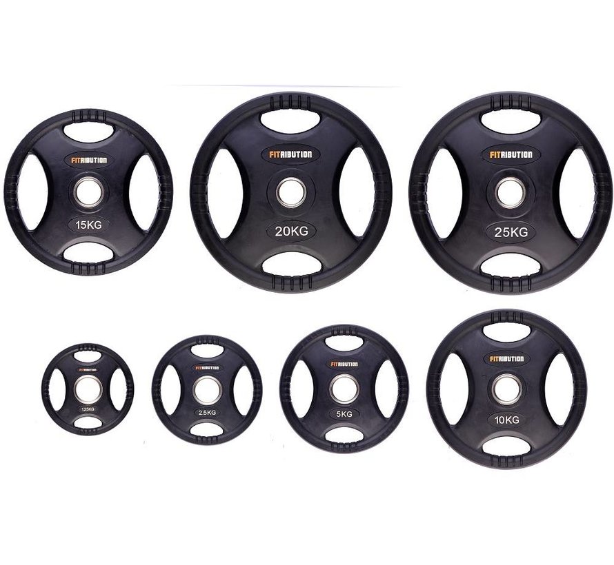 25kg weight plate HQ rubber with grips 50mm