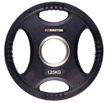 Fitribution 1,25kg schijf HQ rubber met handgrepen 50mm