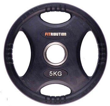 Fitribution 5kg weight plate HQ rubber with grips 50mm